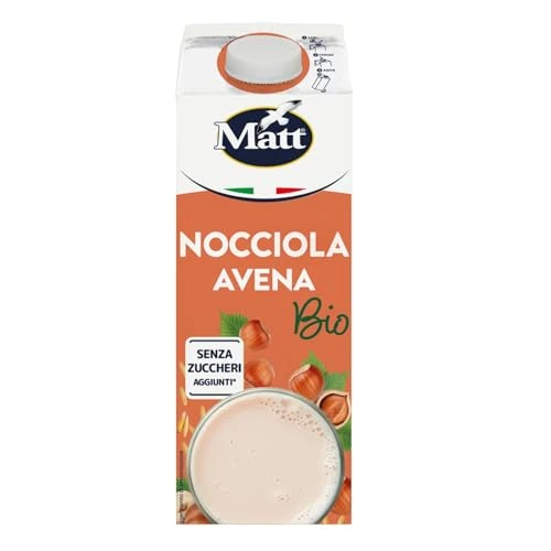 Offerta a tempo: Matt, Nocciola Avena Bio, Bevanda Vegetale, Latte Avena e Nocciola Senza Lattosio, Senza Zuccheri Aggiunti, a Basso Contenuto di Sale, Ideale per Tutta la Famiglia, 1L - 46% da 2.93 € a 1.59 €