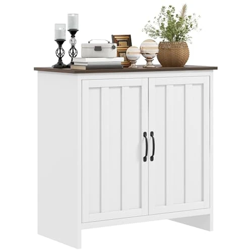Offerta a tempo: HOMCOM Credenza Cucina Moderna, Mobile 2 Ante con Ripiano Regolabile in Legno per Soggiorno e Ingresso, 80x39.7x80cm, Bianco - 10% da 78.95 € a 71.20 €