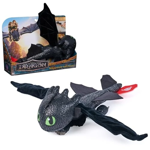 Dreamworks Dragons – Plüschtier-Drache Ohnezahn mit Griff- und Gleitfunktion, 30 cm lang, Spielzeug für Kinder ab 4 Jahren