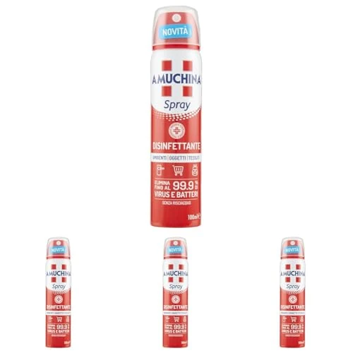 Amuchina Spray Disinfettante Virucida per Ambienti, Oggetti e Tessuti, 100 ml (Confezione da 4)