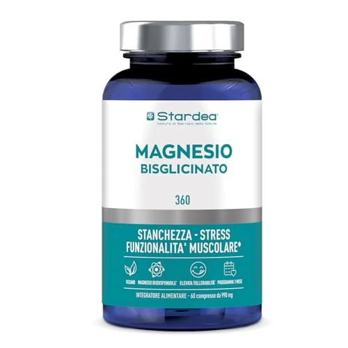 Offerta a tempo: MAGNESIO BISGLICINATO 360 | 60 compresse | Magnesio Bisglicinato Alto Dosaggio con Vitamina B6 | Integratori Stanchezza, Stress, Energia e Muscoli | Magnesio Glicinato Compresse | Stardea - 21% da 18.90 € a 14.89 €