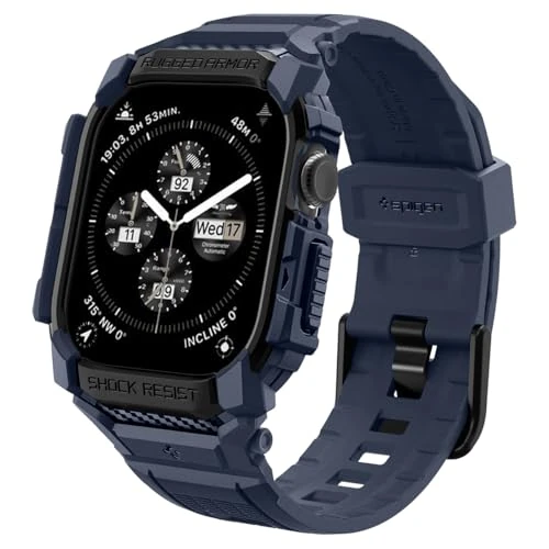 Limited-time offer: Spigen Rugged Armor Pro Case with Strap Band Compatible with Apple Watch Series 11/10 46mm (2025/2024) - Navy Blue from 36.83 £ to 22.99 £ (save 37.58%)