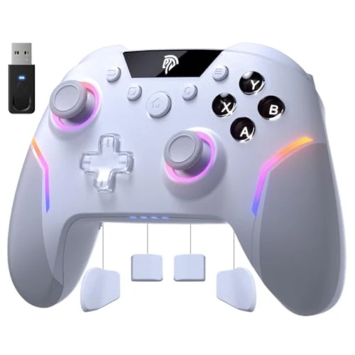 Offerta a tempo: EasySMX X20 Wireless Controller PC con Hall Grilletto Commutabile 2 in 1- Joystick Hall Rimovibile- Joystick con Pulsanti Meccanici- RGB Luce- Batteria da 1000mAh per PC/Switch/Mobile - 0% da 59.99 € a 59.99 €