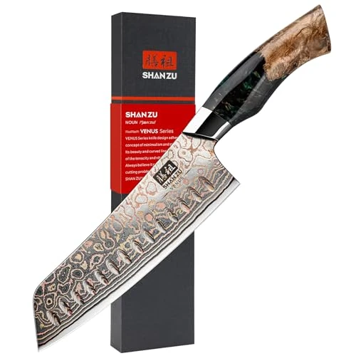 Zeitlich begrenztes Angebot: SHAN ZU Kupfer Damastmesser Santokumesser Japanisches Kochmesser 18cm von 93.98 € auf 93.98 € (0.00% Rabatt)