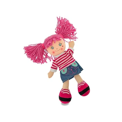 Teorema - Carlotta Bambola di Pezza con Capelli Colorati, Bambola Stoffa Colorata, Giocattolo per bambini, Altezza 30cm