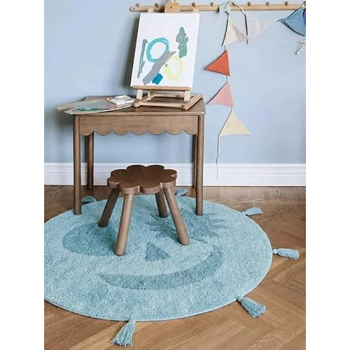 Zeitlich begrenztes Angebot: RugVista Smiley, Kinderteppich, Ø 150 cm, Rund, Mittlerer Stapel, Kinderzimmer, Maschinenwäsche, Ohne gefährliche Chemikalien, Hell Blau / von 170.00 € auf 170.00 € (0.00% Rabatt)
