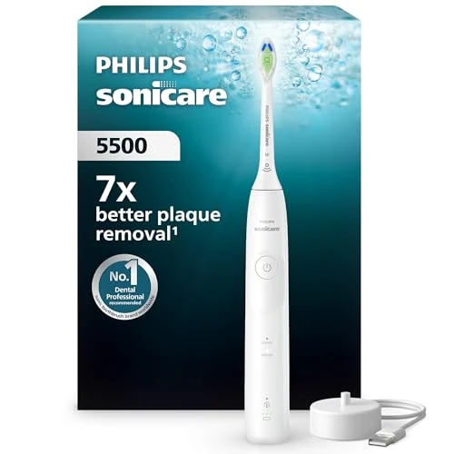 Offerta a tempo: Philips Sonicare 5500, spazzolino elettrico sonico con 1 livello di intensità, avviso di pressione, EasyStart, Smartimer e BrushPacer, bianco, modello HX7110/01 [Nuova tecnologia] - 48% da 124.99 € a 64.99 €