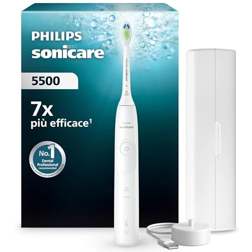 Offre limitée : Philips Sonicare 5500 - Brosse à dents électrique sonique avec 2 modes, Alerte de pression, EasyStart, SmarTimer et BrushPacer, Blanc, modèle HX7110/02 [Nouvelle technologie] de 76.99 € à 64.99 € (16% de remise)
