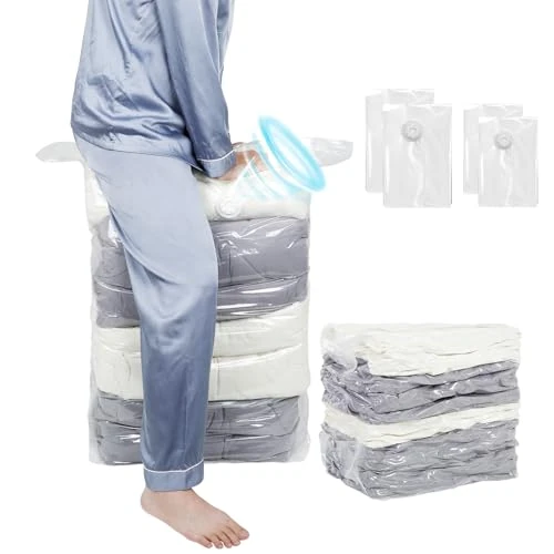 Offerta a tempo: AiQInu 4 Pezzi Sacchetti Sottovuoto Vestiti, Sacchetto Sottovuoto a Cubo, Riutilizzabili per Piumoni, Trasparente, Lenzuola, Piumoni Cuscini, 2 Grandi (100x80x38cm) + 2 Piccoli (70x50x30cm) — 15% da 20,99 € a 17,84 €