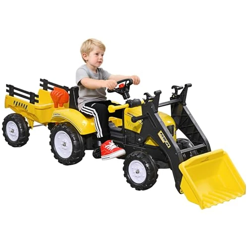 Offerta a tempo: HOMCOM Escavatore Cavalcabile per Bambini con Ruspa Frontale, Giallo - 5% da 96.95 € a 92.10 €