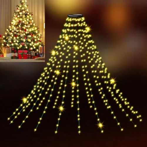 Offerta a tempo: Uping Luci Albero di Natale Luci Natale Esterno a Cascata 400 LED 2m x 20 Fili Luci di Natale da Esterno Interno Luci Led per Albero di Natale Bianco Caldo con 8 Modalità Funzione Timer - 62% da 25.99 € a 9.99 €