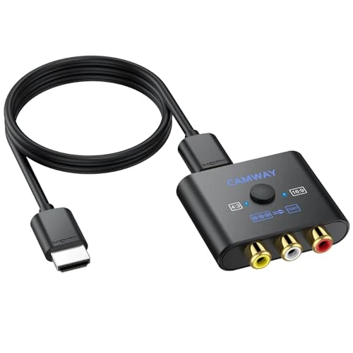 Oferta limitada: CAMWAY Adaptador RCA a HDMI con Switch 16:9/4:3, 1080P Convertidor AV a HDMI con Cable HDMI 50CM, Compatible con PAL NTSC para Wii PS1 PS2 N64 Xbox DVD VCR de 16.99 EUR a 16.99 EUR (ahorro 0%)