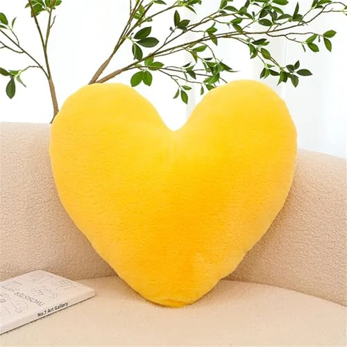 Offerta a tempo: Cuscino a cuore, per cameretta dei bambini, a forma di cuore, per ragazze e ragazzi, decorazione per la camera da letto (cuore giallo, 60 cm) - 0.00% da 29.28 € a 29.28 €