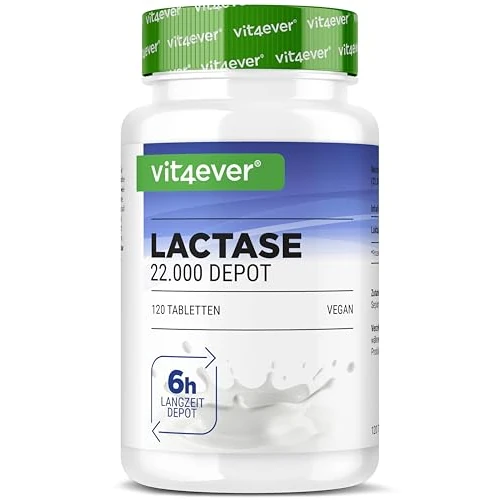 Lactasa 22.000 Depot-120 comprimidos con efecto depot (Sepismart®de liberación lenta) FCC-Para intolerancia a la lactosa+intolerancia a la leche-Sin aditivos indeseables