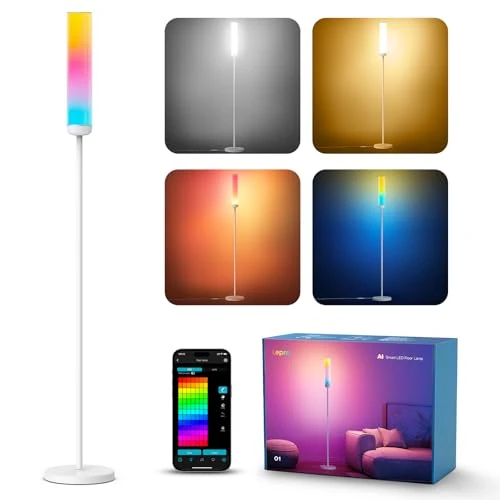 Lepro IA O1 LED Floor Lamp, WiFi Floor Lamp Works with Music Sync, Alexa, Google Assistant, RGB+CCT, AI Lighting Design Assistant for Living Room, Bedroom, Games Room