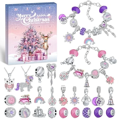Hymarvo Advent Calendar 2024 Children's Girls Christmas Calendar 24 Filling Bracelets