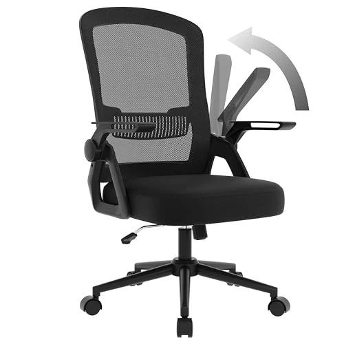 Home Office Chair Ergonomic Desk Chair Mesh Computer Chair with Lumbar Support Armrest Adjustable Rolling Swivel Chair (Without Headrest, Black-C)