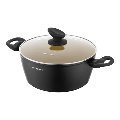 Offerta a tempo: FLORINA AMVEGAN Pentola in alluminio 24 cm I 3,6L I Alta durata I Coperchio in vetro I Rivestimento in ceramica all'olio d'oliva I Facile da cucinare e da lavare I Design originale - 0.00% da 32.36 € a 32.36 €