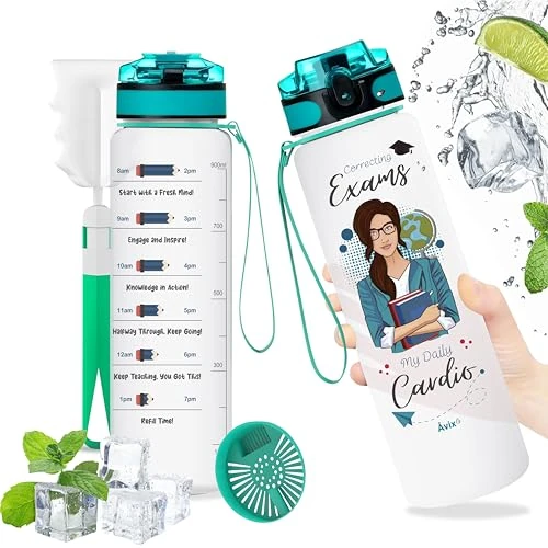 Åvix. Tritan-Wasserflasche 1L – Geschenk für Lehrerin und Lehrer – Lustige Geschenkidee von Eltern & Schülern – Geburtstag, Weihnachten, Ruhestand, Abschied, erster Schultag & Grundschule.