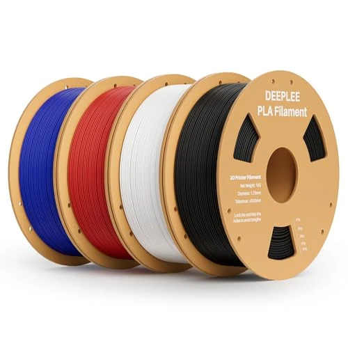 Zeitlich begrenztes Angebot: DEEPLEE PLA Filament 1.75mm, 3D Drucker Filament 4kg (1KG/Spool), Maßgenauigkeit +/- 0,02 mm, Filament 3D-Druckmaterialien, Schwarz Weiß Rot Blau von 48.99 € auf 39.94 € (18% Rabatt)