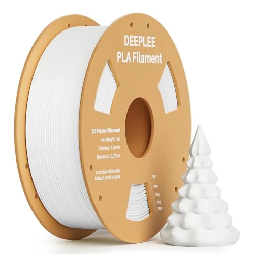 DEEPLEE Filamento PLA 1.75mm, Filamento de Impresora 3D 1kg (2.2lbs), Precisión Dimensional +/- 0.02 mm, para Mayoría Impresoras 3D FDM, Blanco