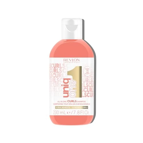 REVLON PROFESSIONAL UniqOne All in One Curls, Champú Nutritivo para Rizos, Hidrata y Define el Cabello Rizado u Ondulado, Cuidado del Cabello con Efecto Anti-Frizz y Fórmula Vegana, 230 ml