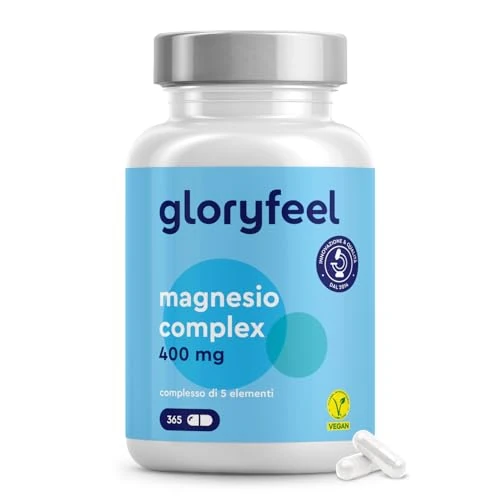 Offre limitée : Complexe de Magnésium 200mg - 365 capsules - Premium 5-en-1 : Bisglycinate, Citrate, Oxide, Malate & Ascorbate - Magnésium Élémentaire, Bioactif et Hautement Dosé - Testé en laboratoire Sans Additifs de 26.99 € à 24.29 € (10% de remise)