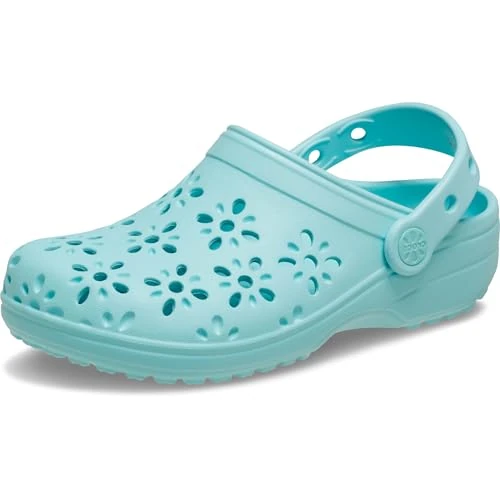 Crocs Classic Floral Cut Out Clog T, Zoccoli Unisex - Bambini e Ragazzi, Acquamarina, 19/20 EU