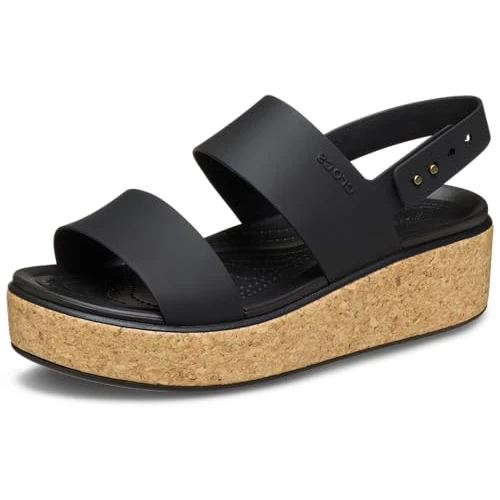 Crocs Herren Brooklyn Cork Low Wedge Sandalen, Black/Black, 34/35 EU