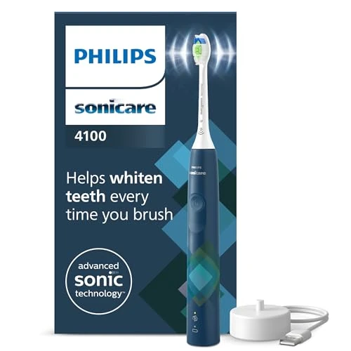 Offerta a tempo: Philips Sonicare 4100 Electric Toothbrush, spazzolino sonico con due modalità, sensore di pressione e timer, Malibu Blue Prismatic, modello HX3689/42, Sonicare 4100, Blu - 8% da 69.14 € a 63.49 €