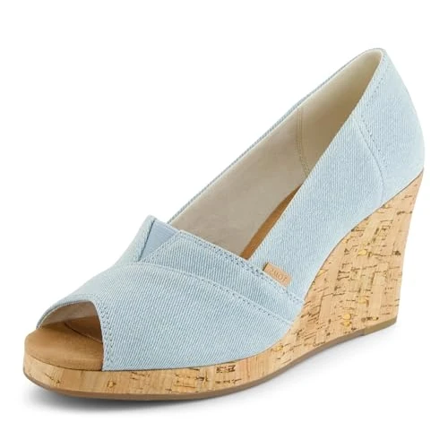 Offre limitée : TOMS Sandales espadrilles classiques compensées pour femme, bleu pastel, 35.5 EU de 44.66 € à 44.66 € (0.00% de remise)