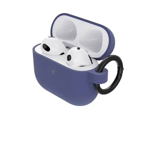 OtterBox Soft Touch Custodia per AirPods 3ª gen 2021, soffice al tatto, antishock, graffi e cadute, sottile con moschettone, Viola scuro