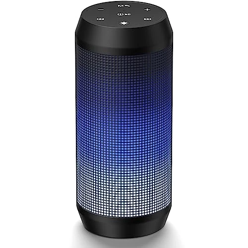 VOSFEEL Głośnik Bluetooth, Przenośny Bezprzewodowy Głośnik Bluetooth z Oświetleniem LED, Wodoszczelności IPX6, Nadaje się do domu, na zewnątrz, w podróży, na imprezy, Obsługa Kart TF i Pamięci USB