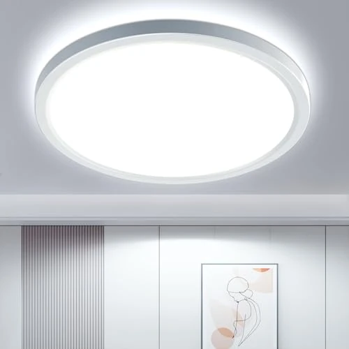 Tijdelijke aanbieding: OTREN Plafondlamp met platte ledverlichting, IP44, modern, 6500 K, 1800 lumen, rond, voor badkamer, hal, slaapkamer, balkon, woonkamer, keuken, kelder, diameter 21,8 cm van 13.99 EUR naar 13.99 EUR (korting 0%)