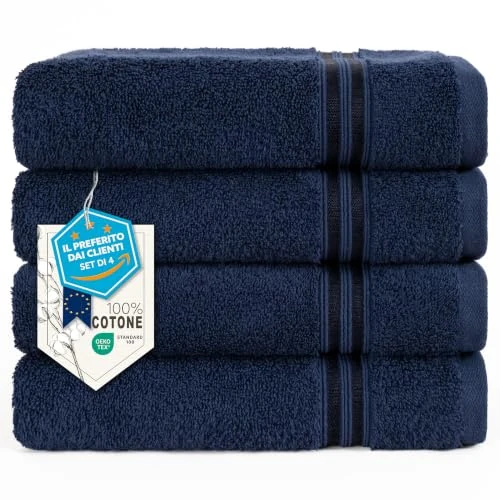 Offerta a tempo: Hammetex Asciugamani 50x100 cm Set da 4 – 100% Cotone Spugna – Certificati OEKO-TEX – Morbidi, Assorbenti – con Asola per Appendere - 38% da 32.99 € a 20.29 €