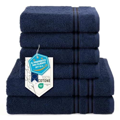 Offerta a tempo: Hammetex Set 6 Asciugamani, 2 Teli Bagno 70x140 + 4 Asciugamani 50x100 cm - 0.00% da 35.68 € a 35.68 €