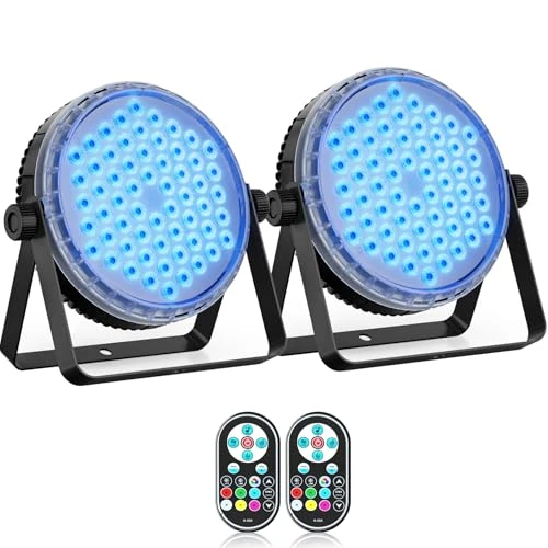 Oloaxolx 2 Pack 120W 60 LED Spotlights with Remote Control RGBW 4 in 1 8CH/DMX512 LED Stage Lights Disco Light Party Light for Wedding Bar Club Decoration