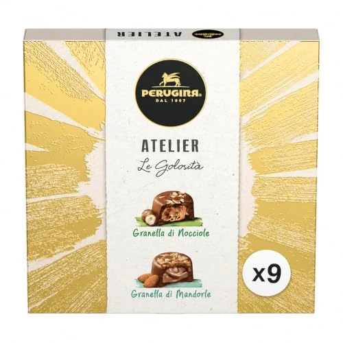 Offerta a tempo: PERUGINA Atelier le Golosità Cioccolatini Assortiti Scatola Regalo 115g | Cioccolatini con cuore morbido, guscio di cioccolato al latte e granella di nocciola e mandorle. Scatola 9 cioccolatini 115g - 29% da 10.90 € a 7.79 €