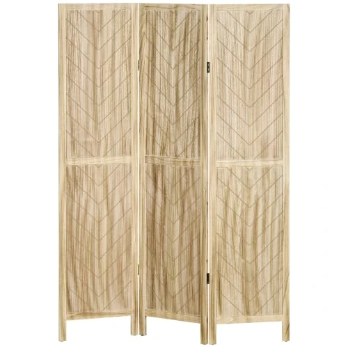 Offerta a tempo: HOMCOM Paravento da Interno 3 Pannelli Pieghevole 120x170 cm Color Legno | a Spina di Pesce, Separé Divisorio Interno, in Legno - 5% da 86.95 € a 82.60 €
