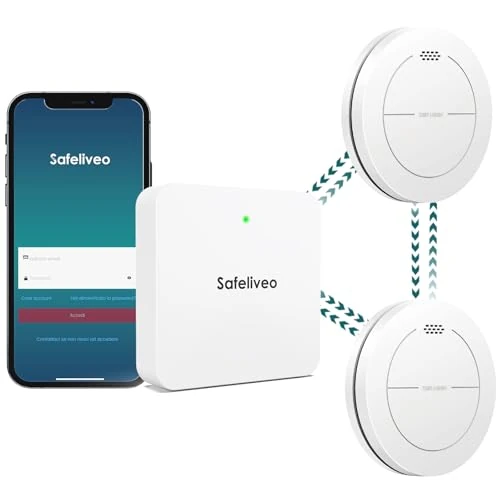 Offerta a tempo: Safeliveo Rilevatore di fumo interconnesso WiFi, rilevatore di fumo con batteria da 10 anni, set da 2 con stazione base, certificato TUV Rheinland, set di allarme fumo con controllo tramite app - 42% da 69.99 € a 40.73 €