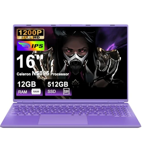 Offerta a tempo: PC Portatile Laptop 16 Pollici Portatile Celeron N5095 (fino a 2.9Ghz), Win 11 Notebook 12+512GB 1TB SSD Espansione丨Ventola di Raffreddamento丨Supporto 5G WIFI丨1920 * 1200 2K Schermo Doppio-viola - 65% da 999.00 € a 349.99 €