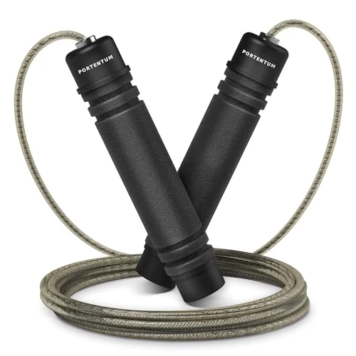 Limited offer: PORTENTUM Skipping Rope Adult Fitness, Speed Rope Adjustable with Skin-friendly Foam Handles, Adjustable Length, Non-Slip and Ideal for Fitness and Endurance, Suitable for Children and Adults from 8.49 EUR to 6.50 EUR (save 23%)