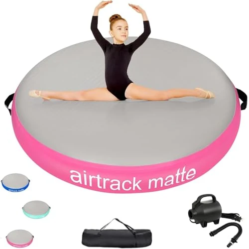 Offerta a tempo: Airspot ginnastica artistica rotundità，diametro 100CM di altezza di 20CM ginnastica Tappetino da Ginnastica Gonfiabile Artistica Materasso Yoga Taekwondo con Pompa elettrica - 3% da 67.84 € a 66.14 €