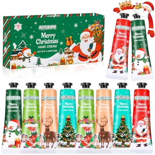 Handcrème, cadeauset, kleine kerstgroet, 10-delige set, adventskalender 2025, geparfumeerde hydraterende voor droge gebarsten handen en voeten, vochtinbrengende crème, verzorgingscrème, kerstcadeaus