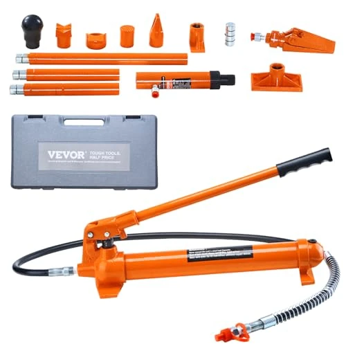 Zeitlich begrenztes Angebot: VEVOR Hydraulikzylinder Bausatz, tragbarer hydraulischer Wagenheber 12 t, mit 1,4 m Ölschlauch, Autokarosserierahmen-Reparaturset mit Aufbewahrungskoffer für Autoreparatur, LKW, Bauernhof, Orange von 128.90 € auf 128.90 € (0.0