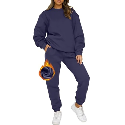 Offerta a tempo: CheChury Tuta da Donna Vello Pullover Felpa e Pantaloni Jogging Tute Donna Manica Lunga Girocollo Tinta Unita Due Pezzi Outfit Felpa Jogger Tuta Sportiva Set Felpa Pantaloni Tute da Ginnastica Set - 22% da 30.89 € a 23.99 €