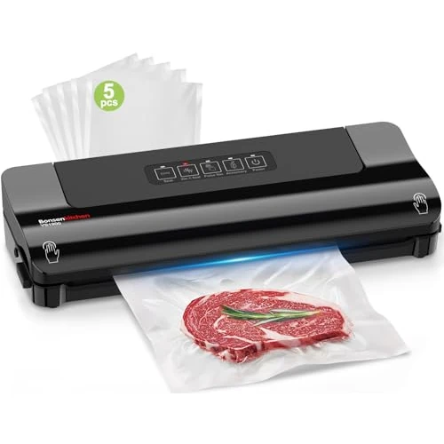 Bonsenkitchen Food Vacuum Sealer Machine, Compact Vacuum Sealer Devices, Multifunctional Food Vacuum Sealer Machine with Vacuum Bag and Accessory Hose