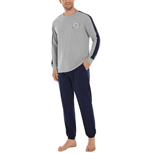 Tijdelijke aanbieding: Pyjama heren katoen lange winter pyjama lange mouwen tweedelige pyjama lichte nachtkleding comfortabel huispak S-XXL van 40.29 EUR naar 40.29 EUR (korting 0%)