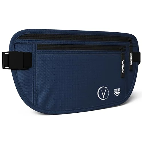 Offerta a tempo: Vantamo Marsupio Uomo & Donna Ultrapiatto con protezione RFID, Marsupio Antiscippo con Cintura Regolabile, Ideale per Corsa e Escursioni e Viaggi, Leggero Cintura Portasoldi Sicuro - 40% da 29.99 € a 17.99 €
