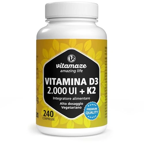 Limited offer: Vitamaze® Vitamin D3 K2 high dose, 2000 IU Vitamin D3 + 100 mcg Vitamin K2 MK7 All Trans, 240 Tablets Vitamin D Without Unnecessary additives, Made in Germany from 18.95 EUR to 14.30 EUR (save 25%)